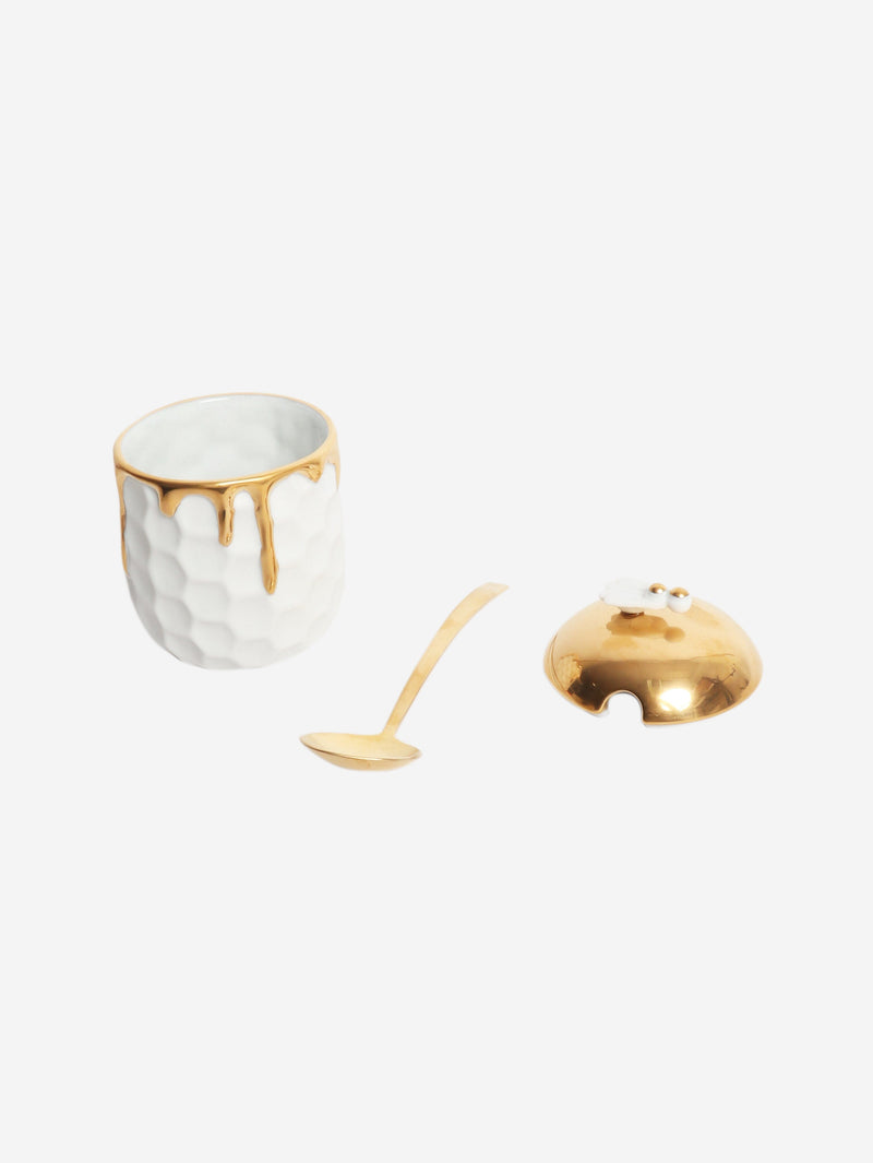 White and gold honeypot Homeware L'Objet 