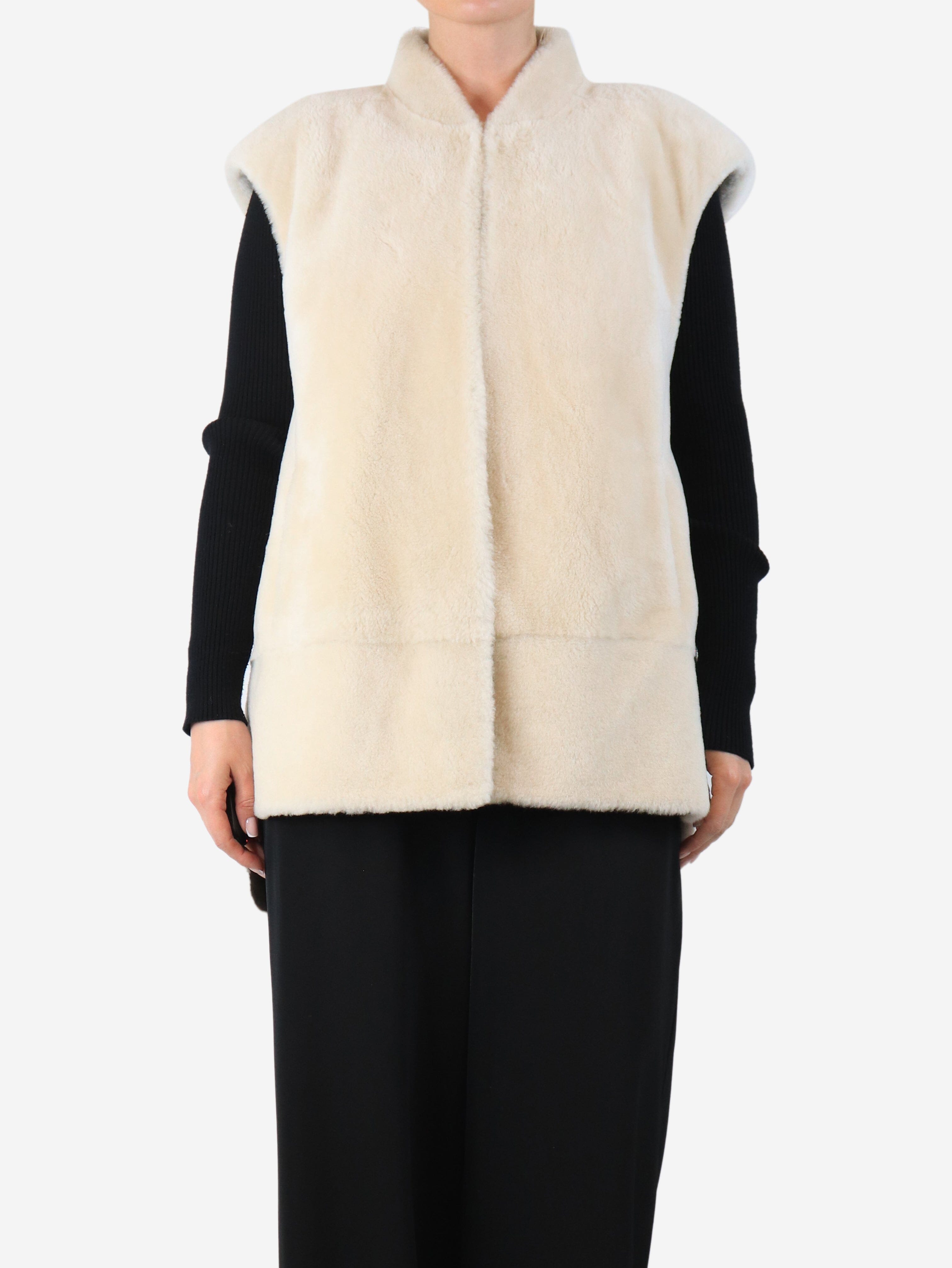 Cream shearling gilet - size UK 12 Coats & Jackets Karl Donoghue 