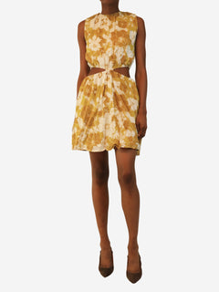 Yellow and white floral cut-out mini dress - size M Dresses Faithfull The Brand 