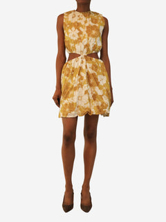 Yellow and white floral cut-out mini dress - size M Dresses Faithfull The Brand 