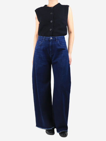 Dark blue wide-leg jeans - size UK 10 alternate image