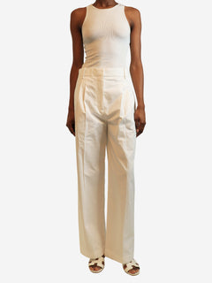 White cotton pleated trousers - size UK 6 Trousers Rohe 