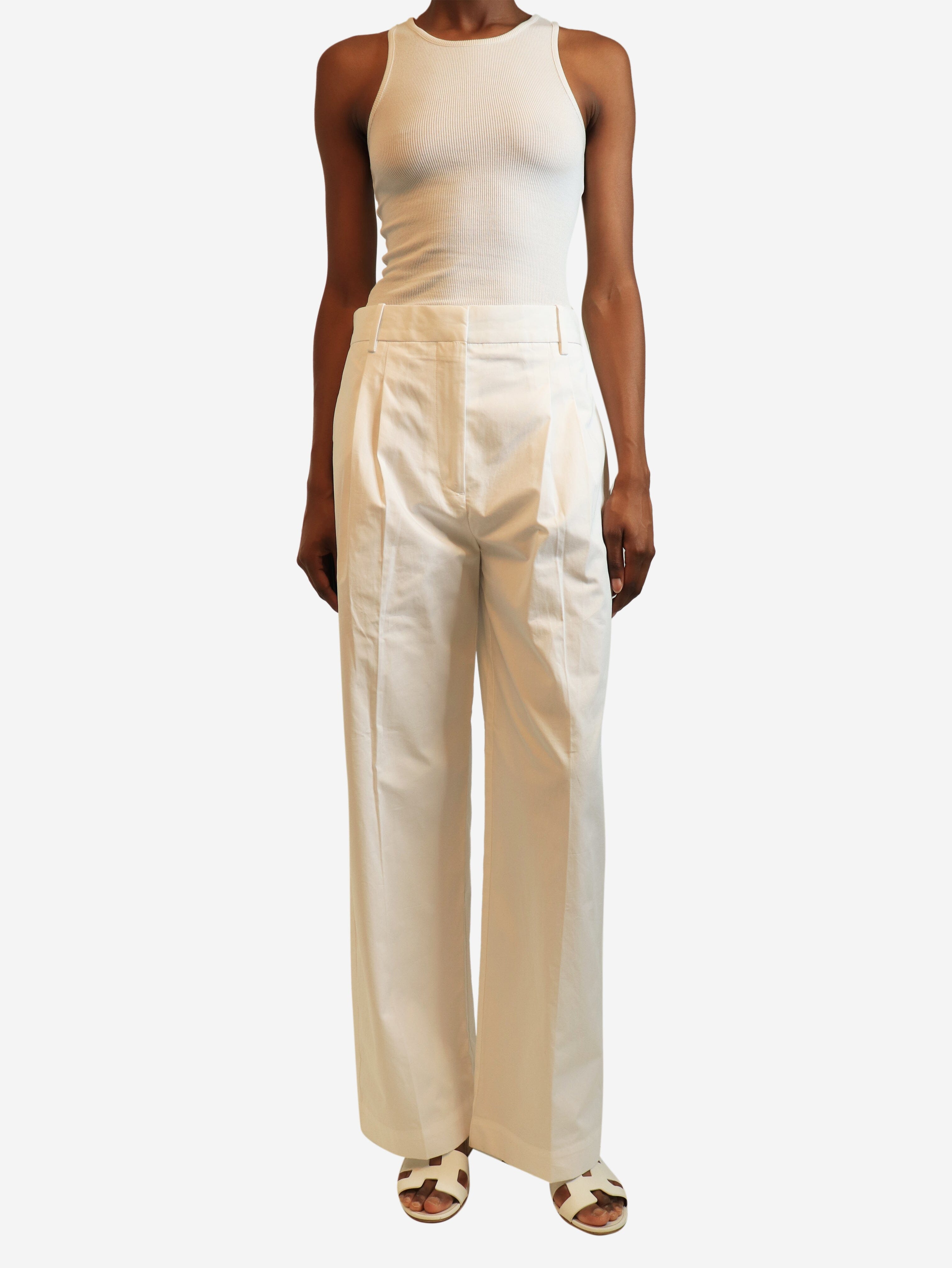 White cotton pleated trousers - size UK 6 Trousers Rohe 