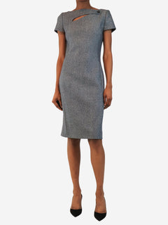 Grey tweed cut-out detail midi dress - size UK 8 Dresses Christian Dior 