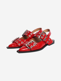 Red buckle ballerinas - size EU 37 (UK 4) Flat Shoes Ganni 