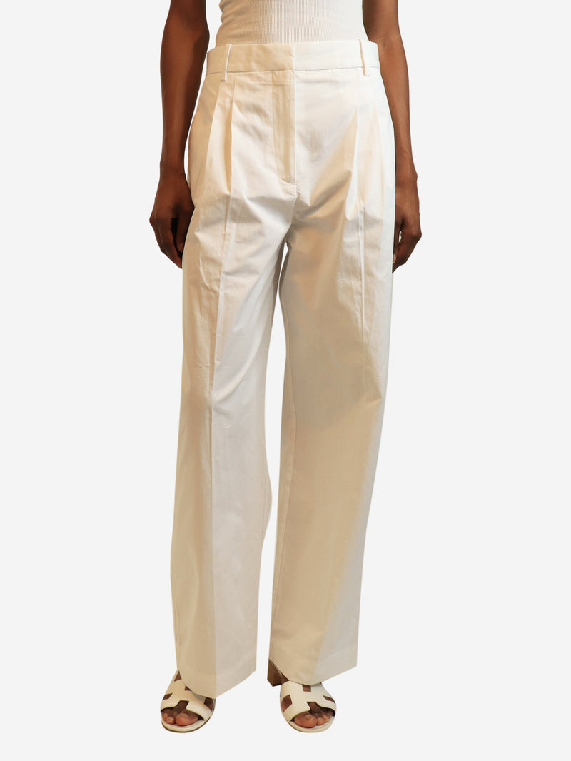 White cotton pleated trousers - size UK 6 Trousers Rohe 