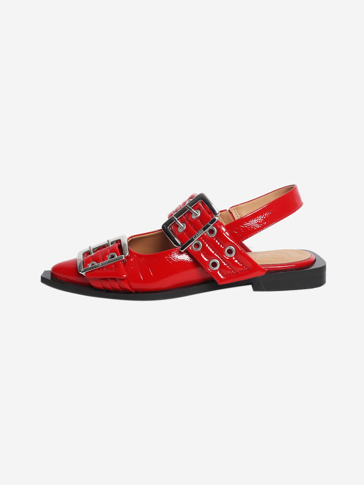 Red buckle ballerinas - size EU 37 (UK 4) Flat Shoes Ganni 