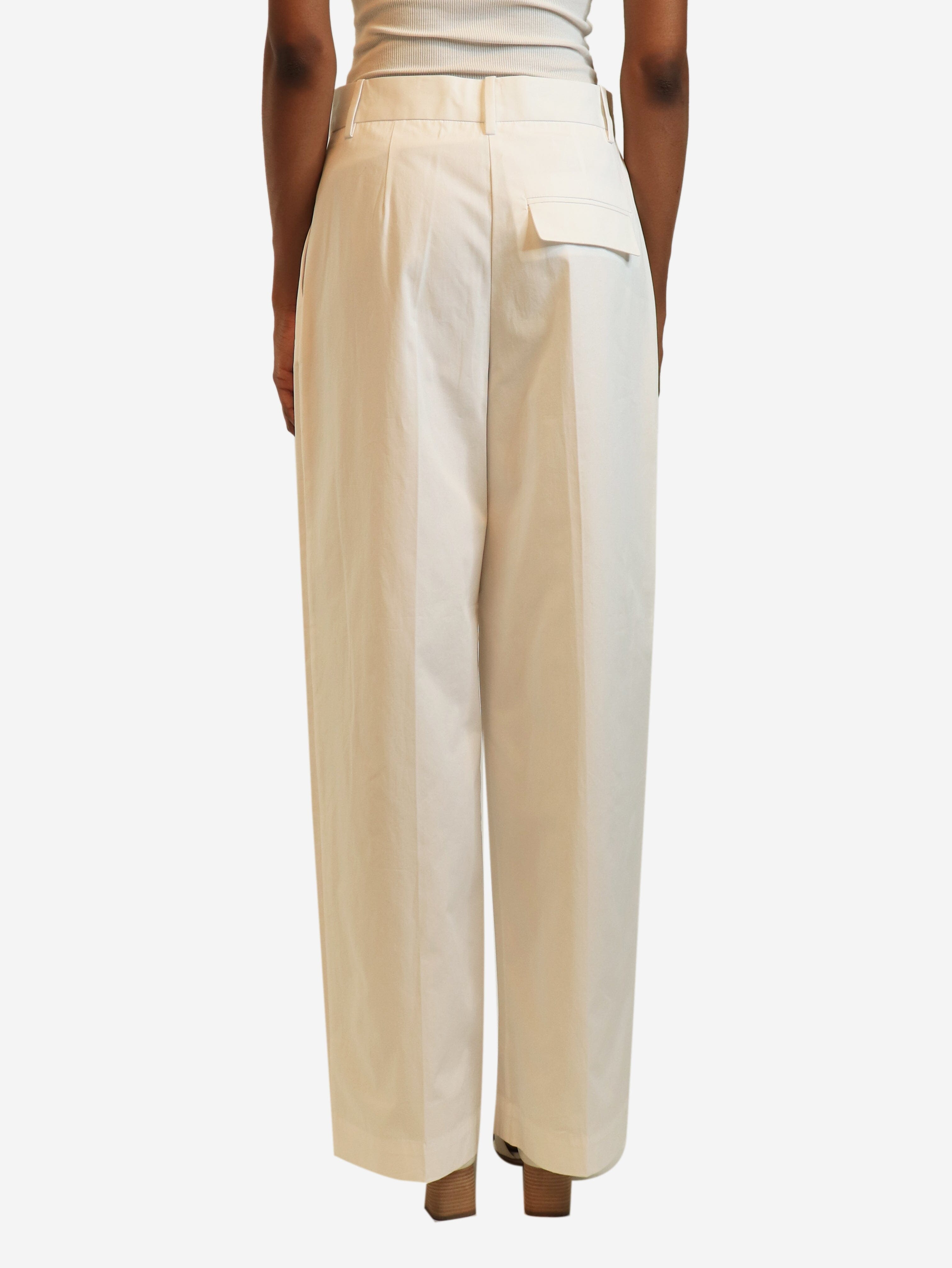 White cotton pleated trousers - size UK 6 Trousers Rohe 