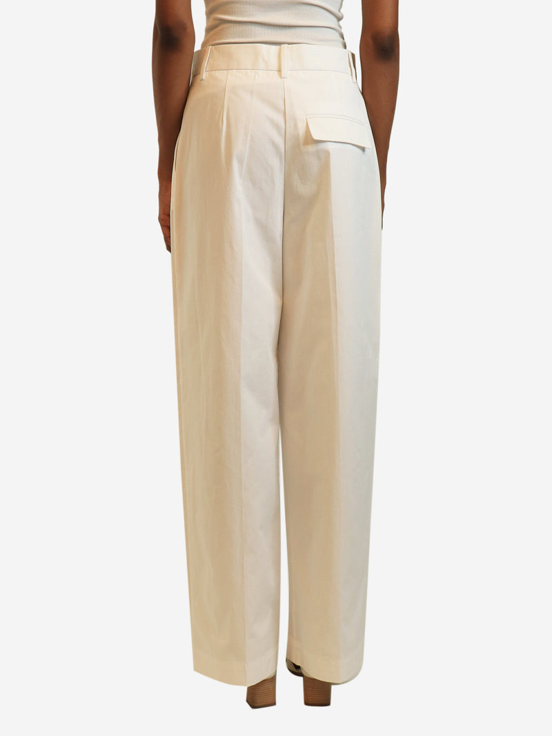 White cotton pleated trousers - size UK 6 Trousers Rohe 