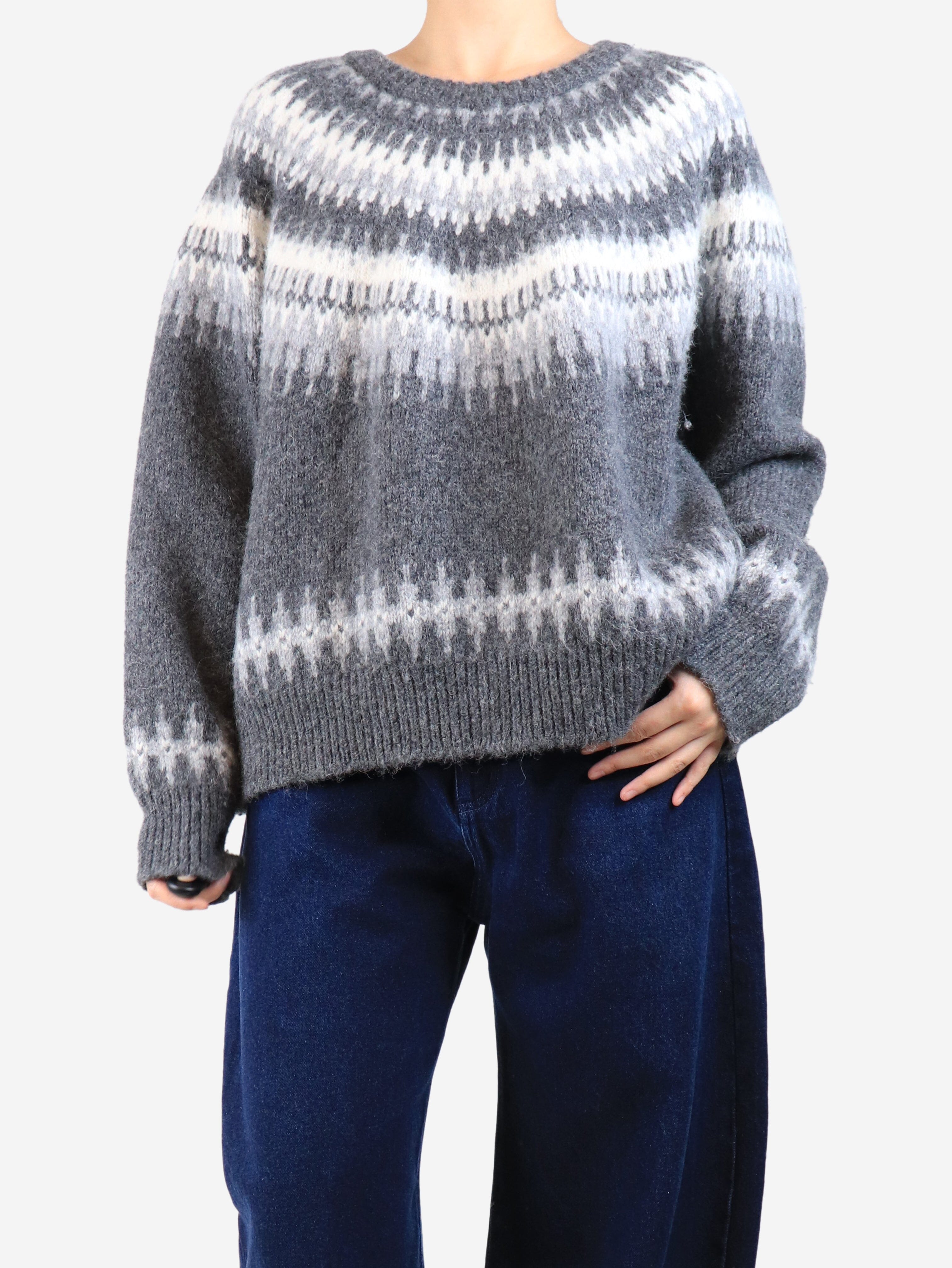 Dark grey fairisle jumper - size L Knitwear Nili Lotan 