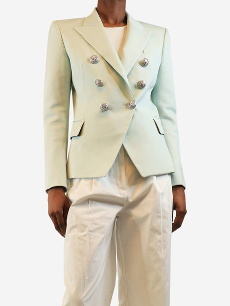 Mint green double-breasted blazer - size UK 8 product image
