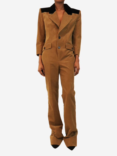 Tan blazer style cord jumpsuit - size UK 10 product image