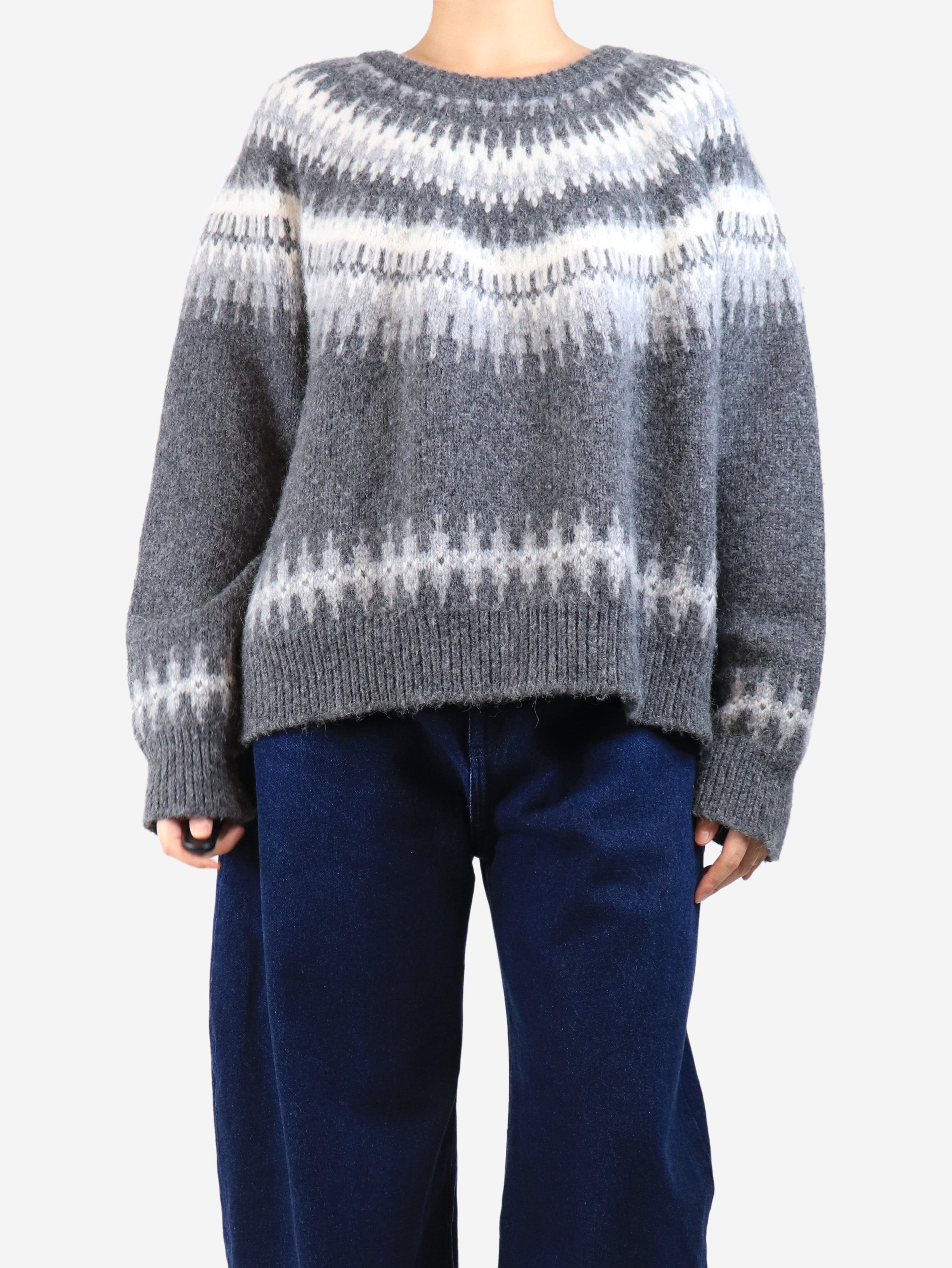Dark grey fairisle jumper - size L Knitwear Nili Lotan 