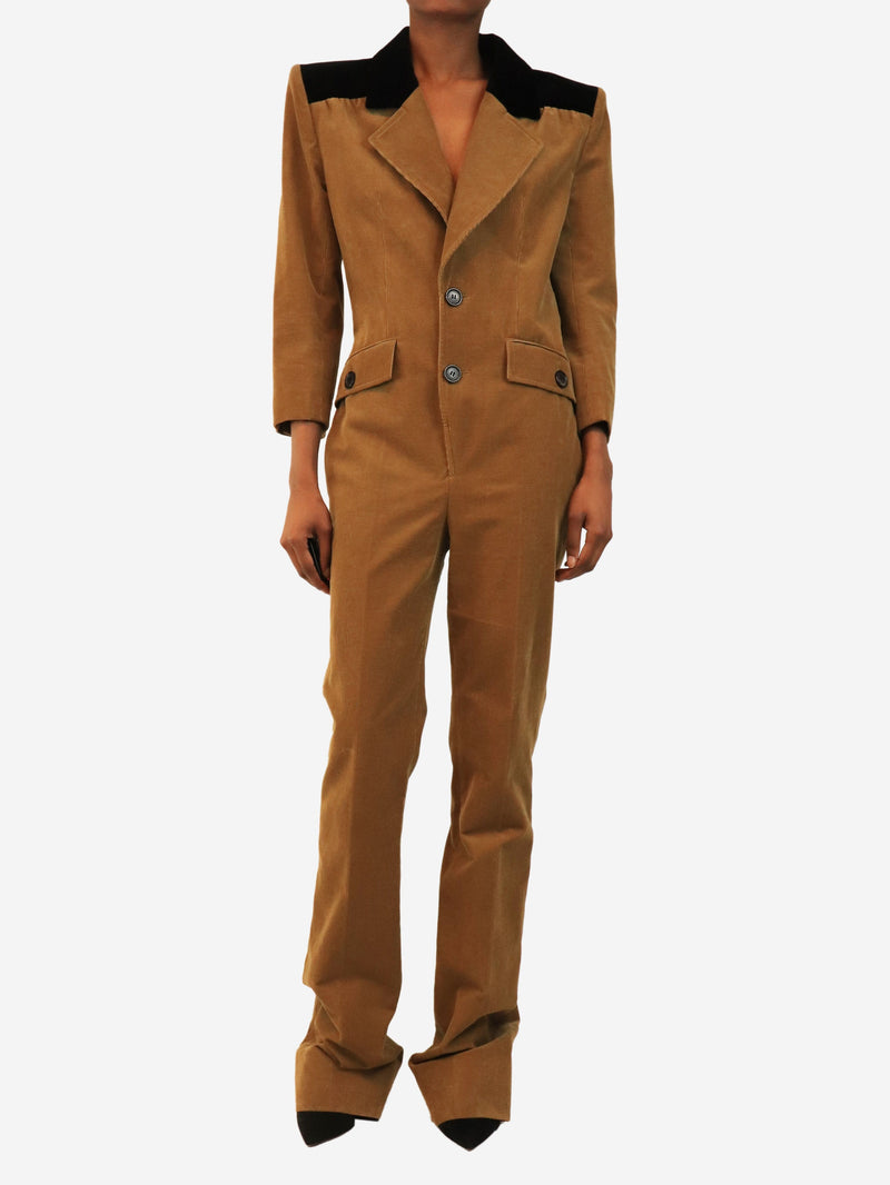 Tan blazer style cord jumpsuit - size UK 10 Jumpsuits Saint Laurent 