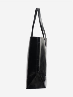 Black faux leather tote bag