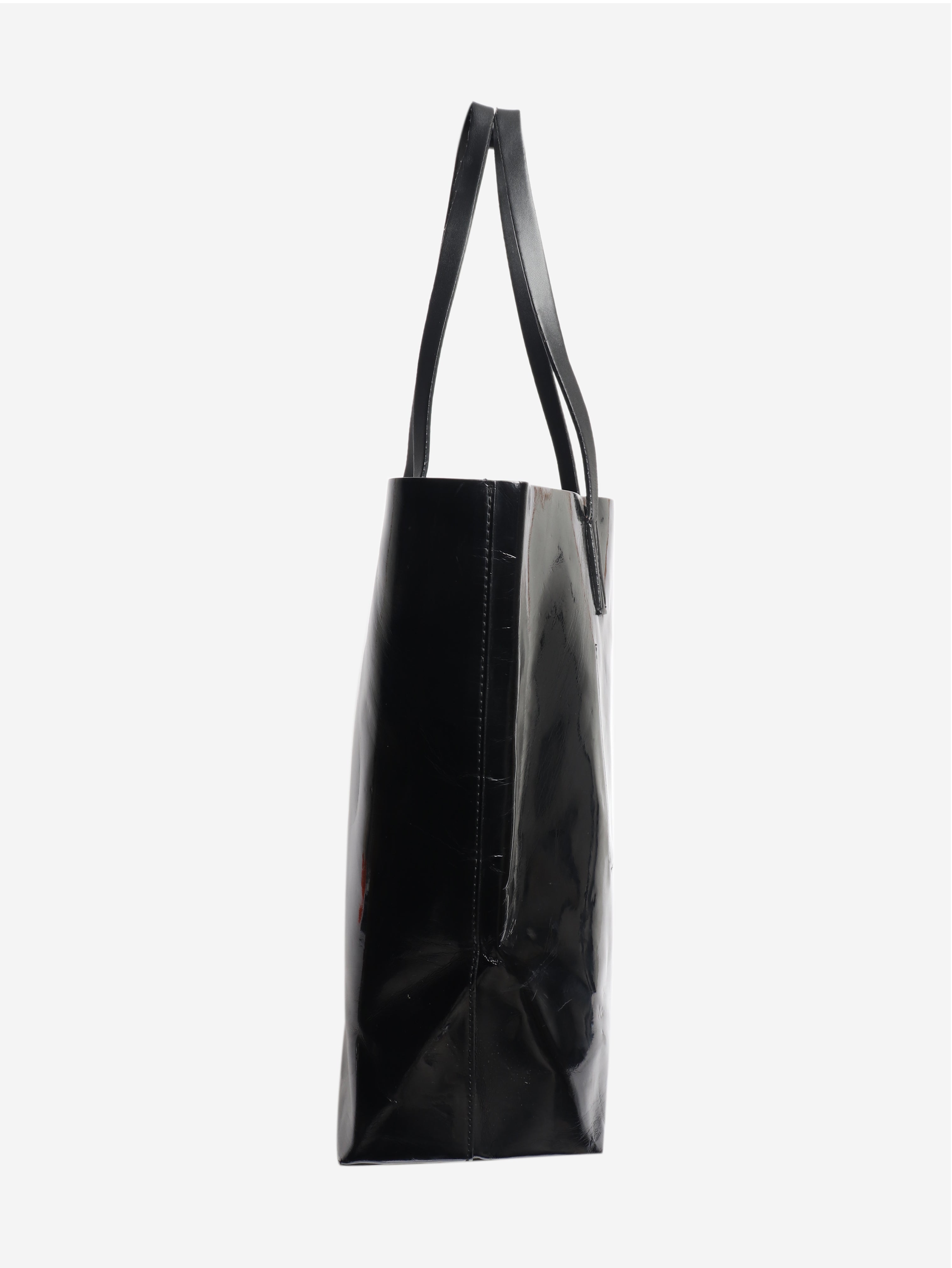 Black faux leather tote bag