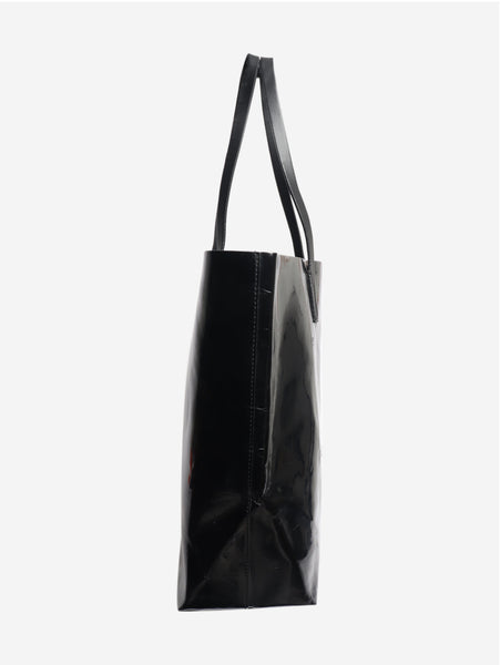 Black faux leather tote bag alternate image