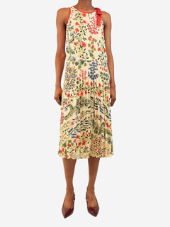 Cream sleeveless floral printed midi dress - size UK 6 Dresses Red Valentino 