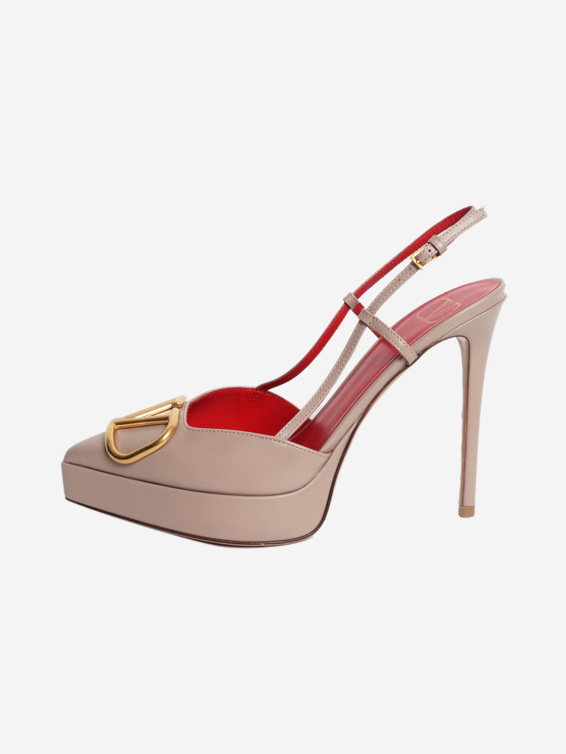 Neutral Vlogo slingback platform pumps - size EU 38.5 Heels Valentino 