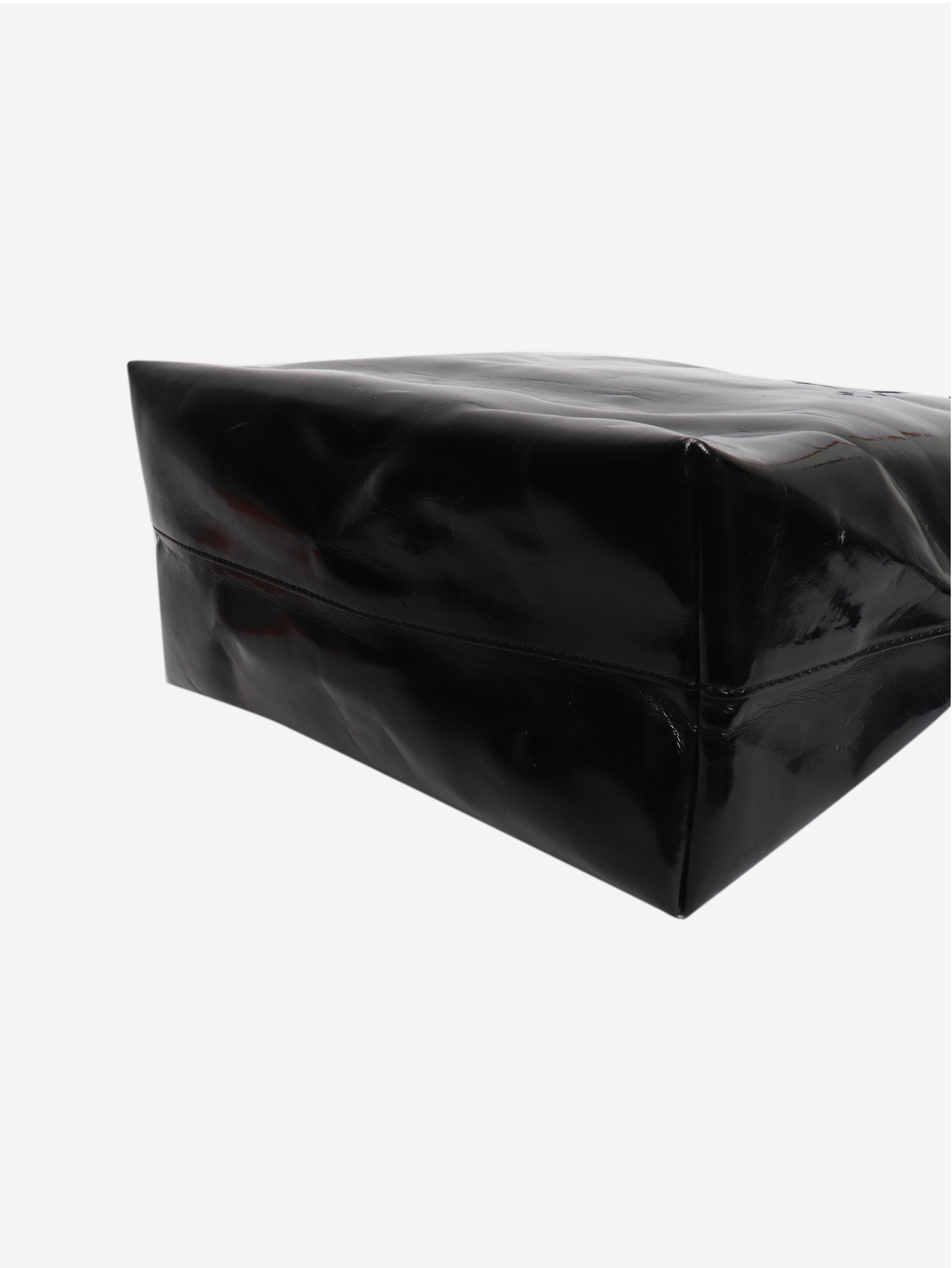 Black faux leather tote bag
