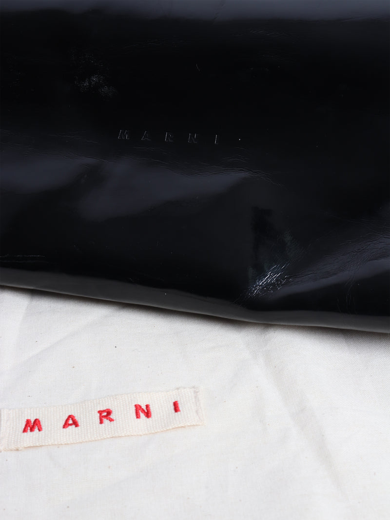 Black faux leather tote bag