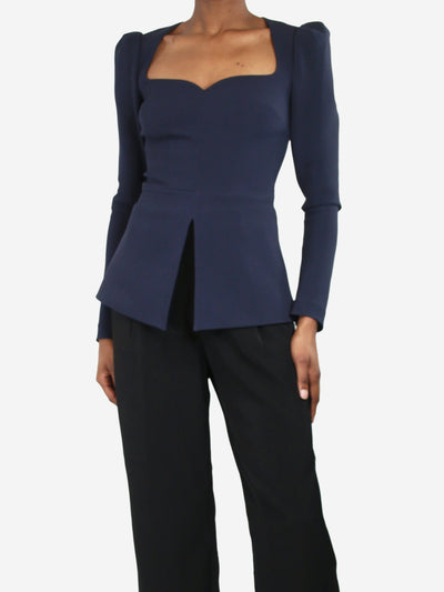 Blue heart neckline peplum top - size UK 6 Tops Safiyaa 