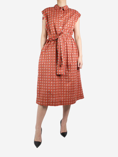 Burberry Red Midi Dress with belt - size 14 Dresses Burberry 