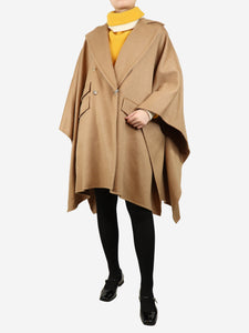 Max Mara Camel double-breasted shawl-style coat - size S