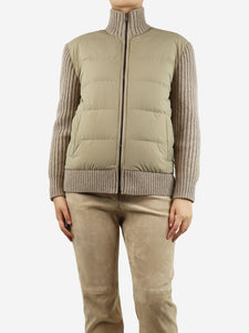 James Perse Beige contrasting padded jacket - size UK 4