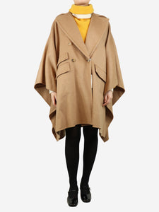 Max Mara Camel double-breasted shawl-style coat - size S