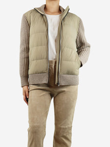 James Perse Beige contrasting padded jacket - size UK 4