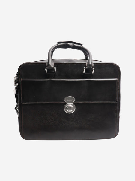 Dark brown leather briefcase product image
