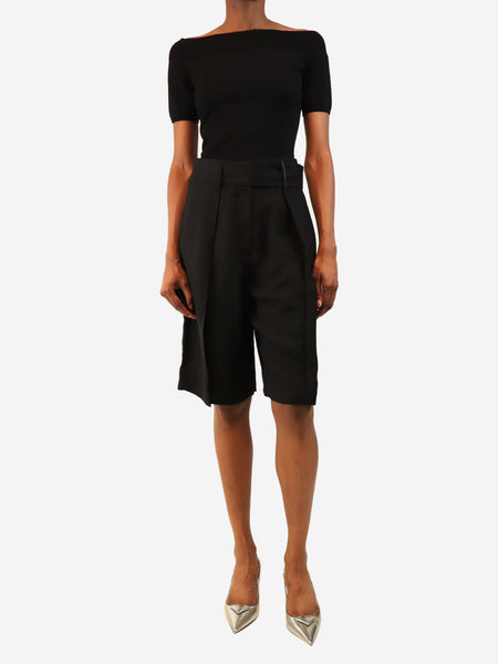 Black pleated shorts - size UK 6 alternate image