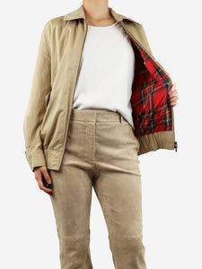 Burberry Neutral Harrington lining bomber jacket - size UK 6