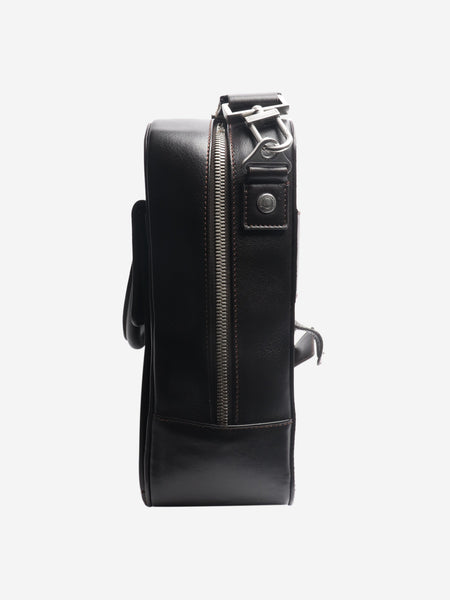 Dark brown leather briefcase alternate image