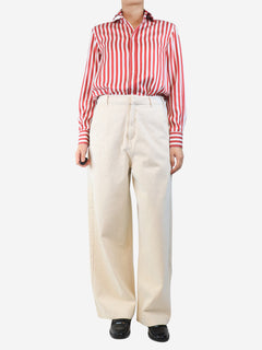 Cream wide-leg jeans - size UK 14 Trousers Adidas Originals x KSENIASCHNAIDER 