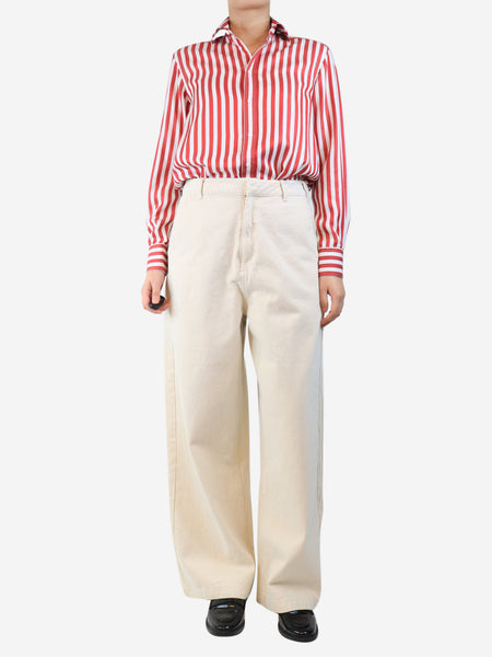 Cream wide-leg jeans - size UK 14 alternate image