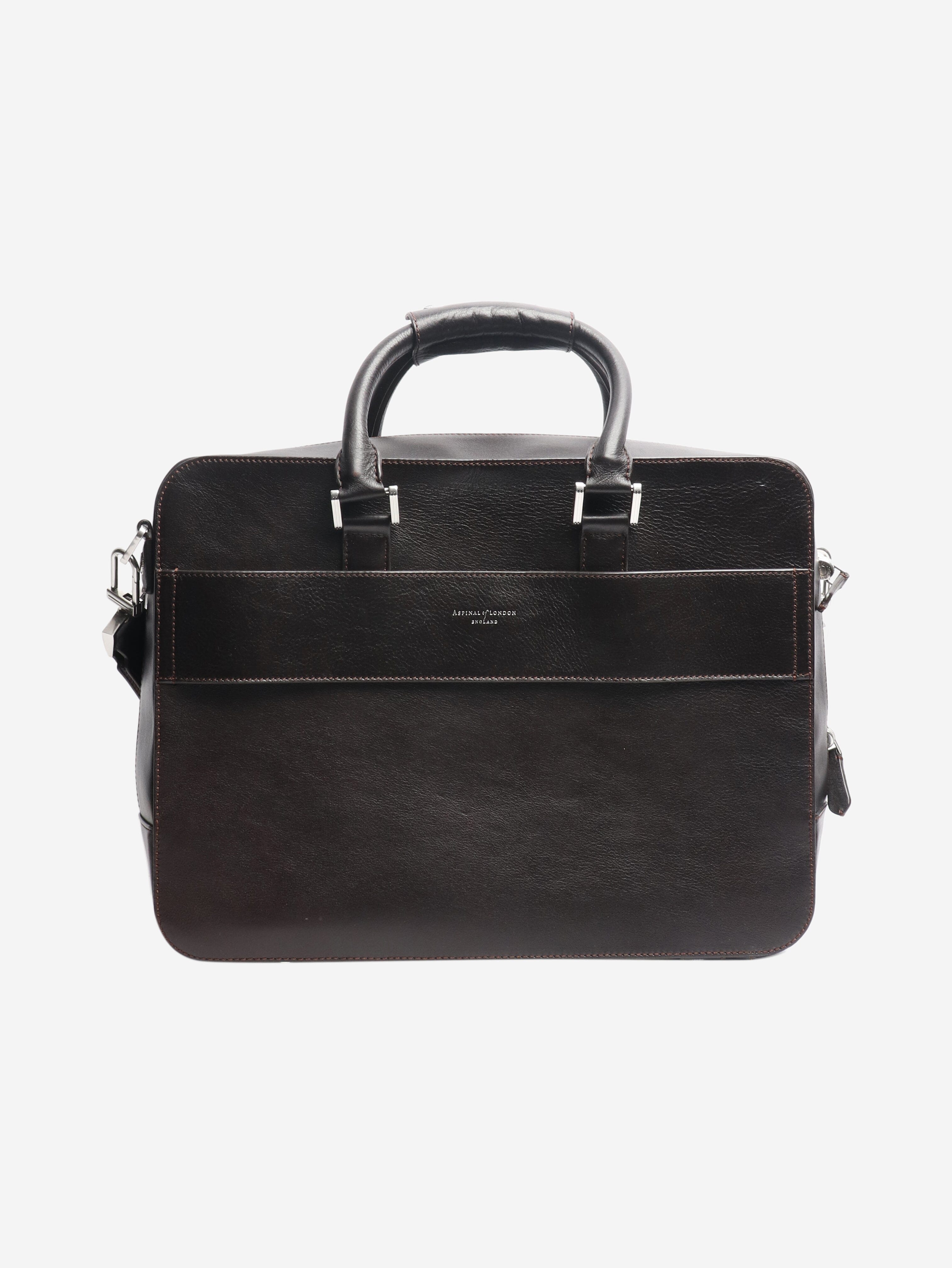 Dark brown leather briefcase Luggage & Travel Bags Aspinal of London 