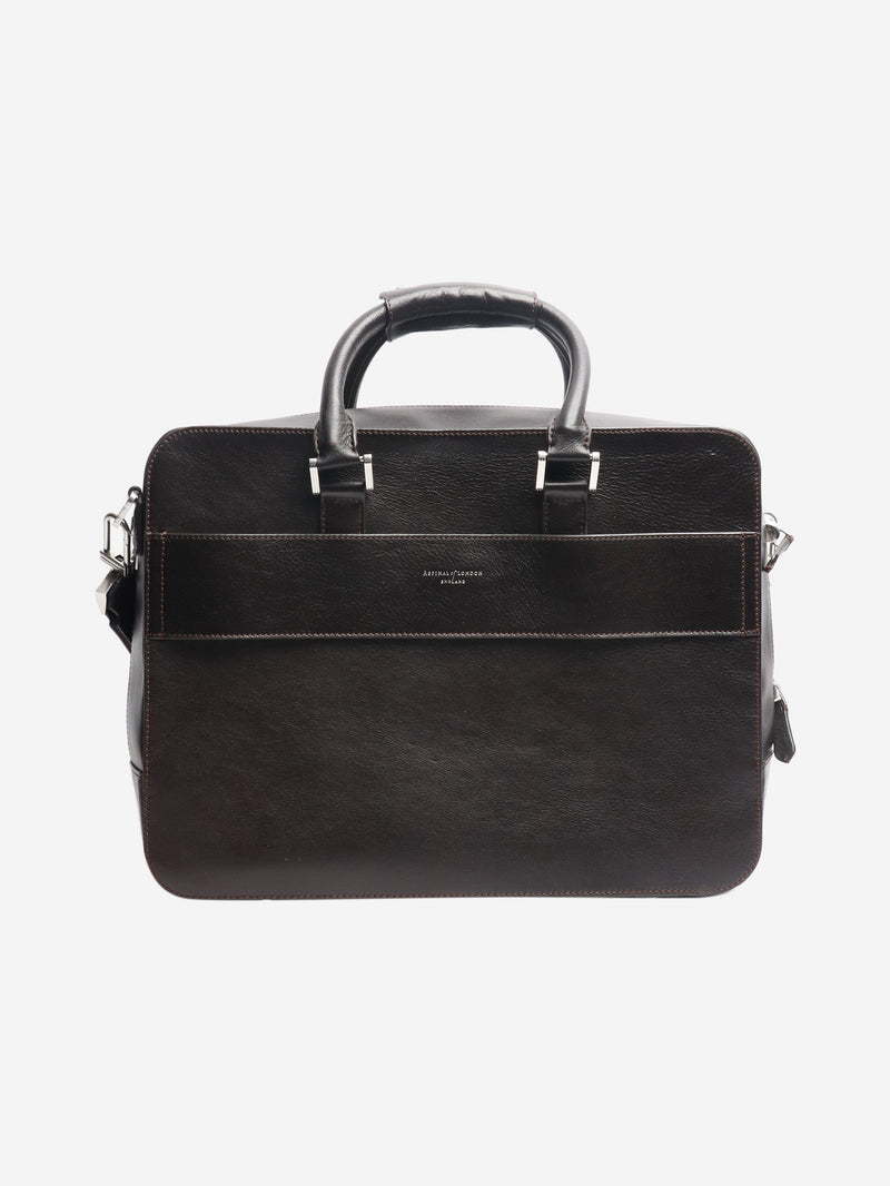 Dark brown leather briefcase Luggage & Travel Bags Aspinal of London 
