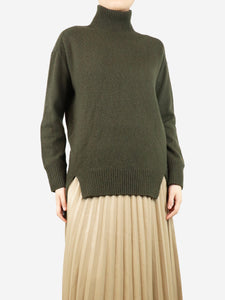 Vince Olive green high-neck cashmere jumper - size S