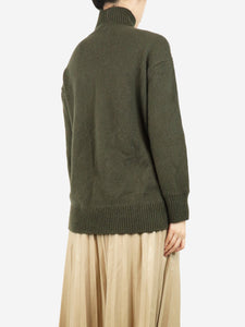 Vince Olive green high-neck cashmere jumper - size S