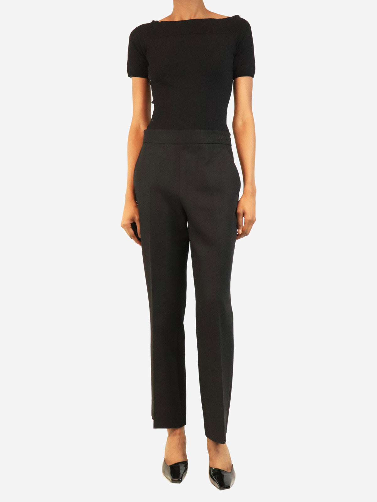 Black straight-leg trousers - size UK 8 Trousers Gucci 