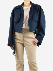 Khaite Blue cropped belted trench jacket - size XL