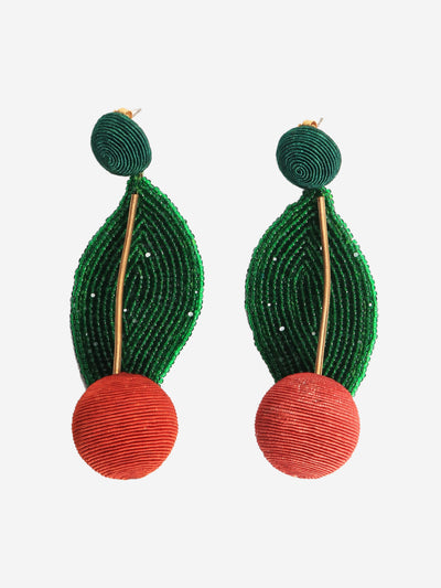 Green and red Cherry drop earrings Earrings Rebecca De Ravenel 