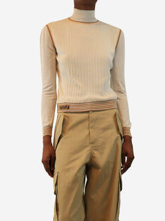 Cream ribbed stripe top - size XS
