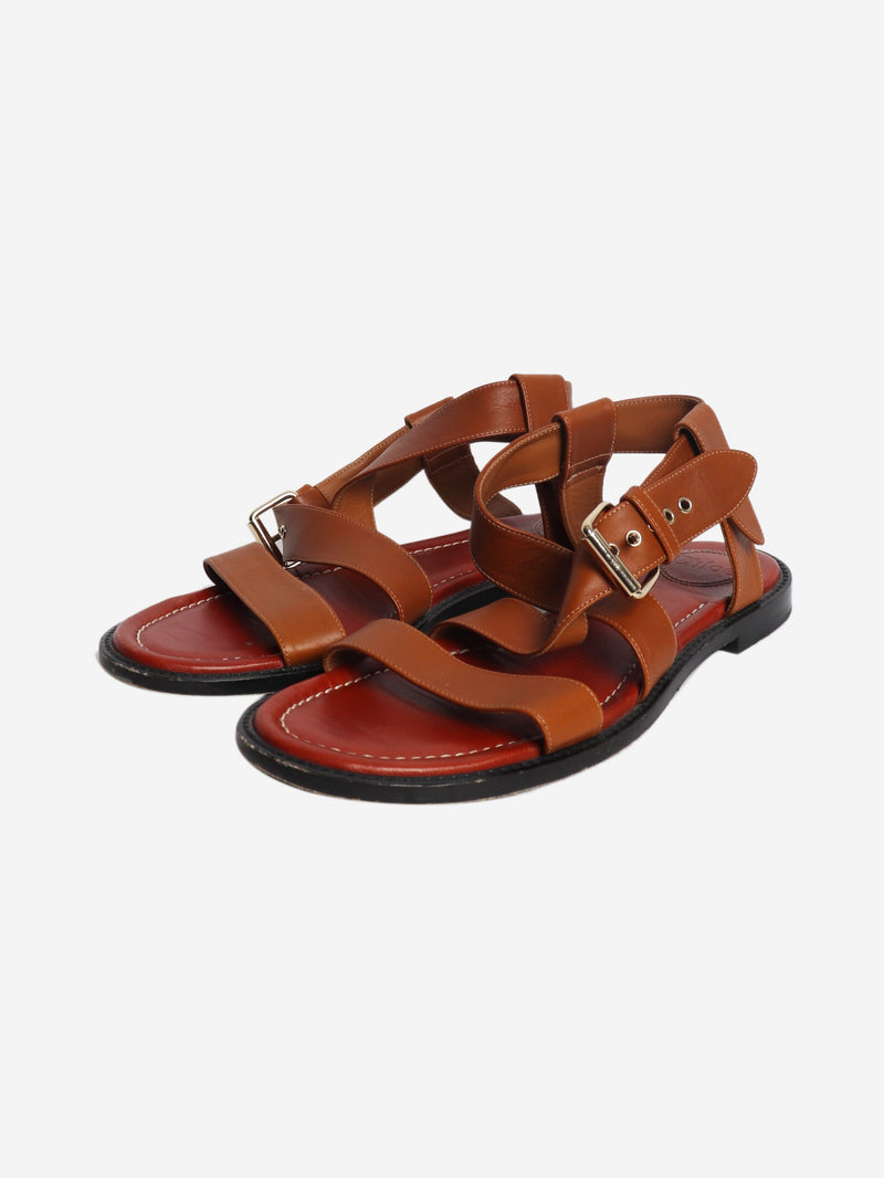 Tan Matilda flat sandals - size EU 39.5 Flat Sandals Chloe 