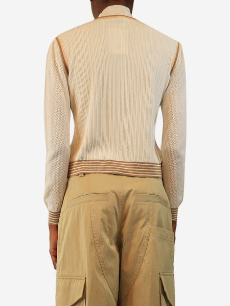 Cream ribbed stripe top - size XS alternate image