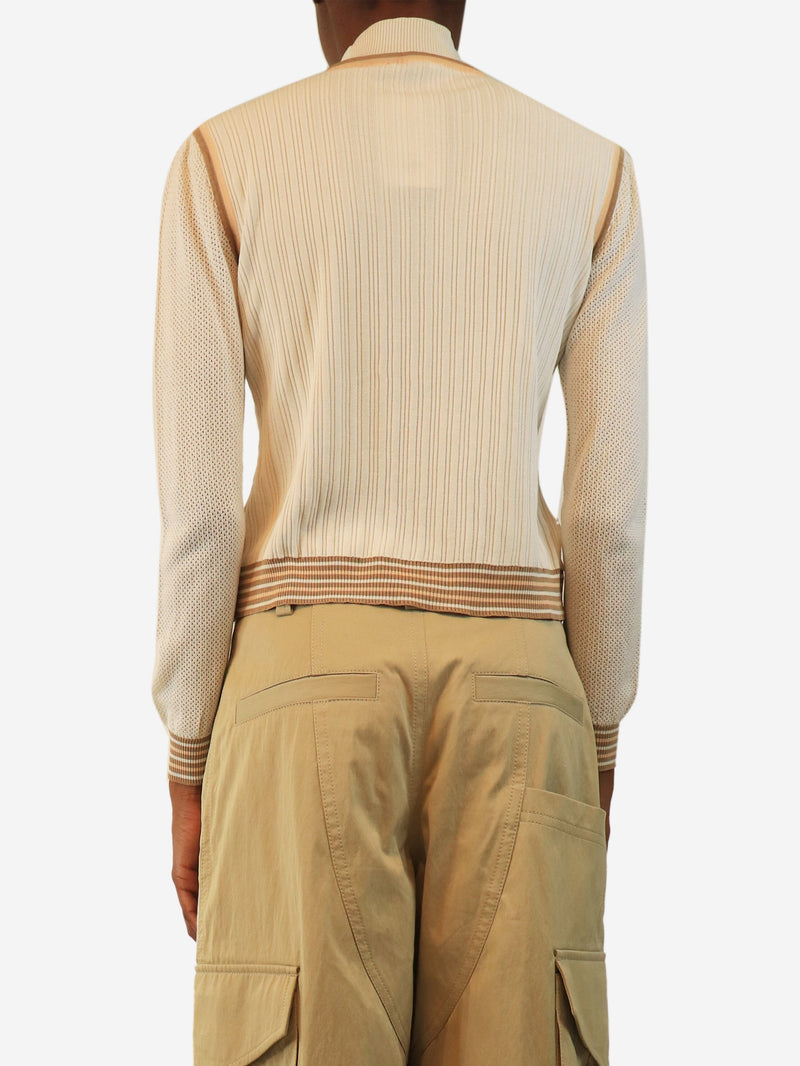 Cream ribbed stripe top - size XS