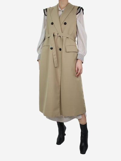 Beige sleeveless double-breasted coat - Brand size 1 Coats & Jackets Sacai 