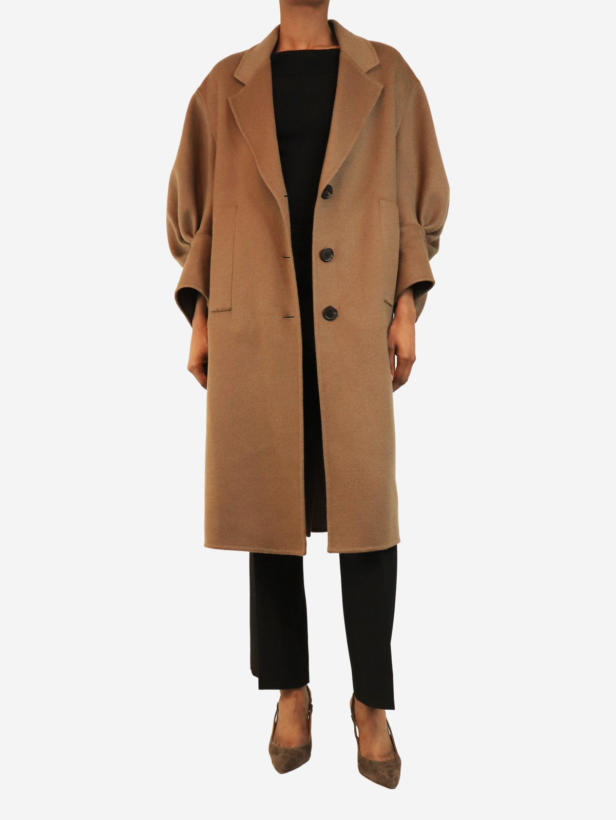 Brown puff-sleeved coat - size UK 6 Coats & Jackets Prada 